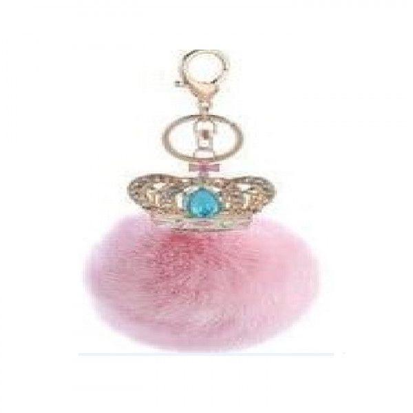 Precise Diamond Large Crown Ball Keychain (Light Pink)