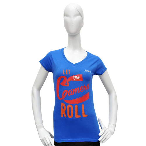 T–Shirt – "Let the camera roll" – Blue