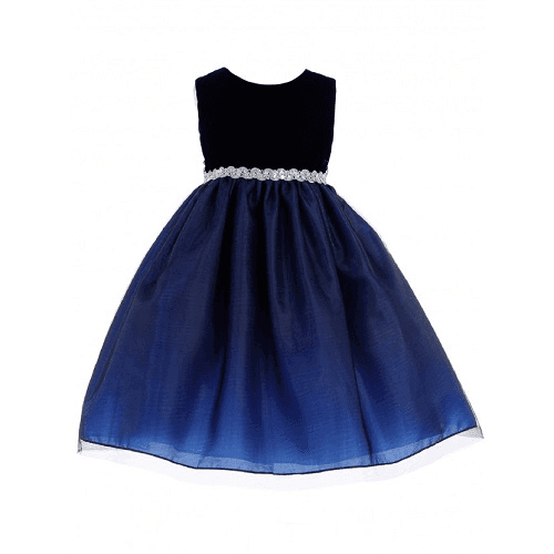 Crayon Kids Royal Blue Bejeweled Waist Flower Girl Dress