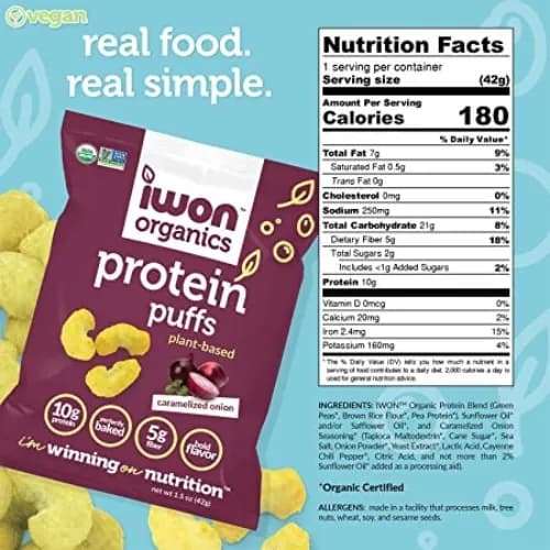 Iwon_Organics Protein Puffs Carmelized Onion 42G