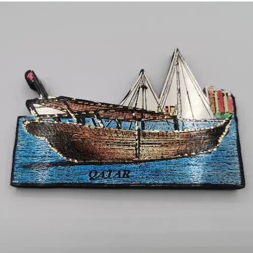 Wooden/Brass fridge magnet design dhow