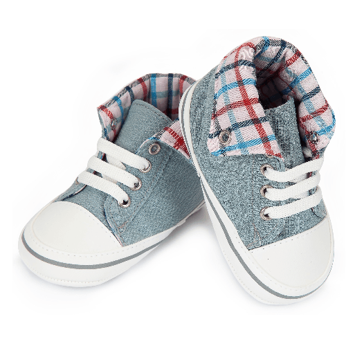 Baby Boy Shoes (White & Blue Grey)