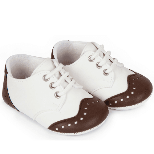 Baby Boy Shoes ( White & Brown)