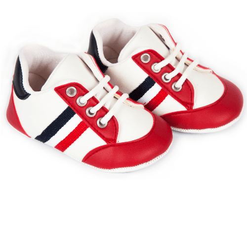 Baby Boy Shoes (White & Red)