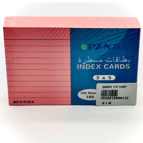 Panda Index Card 3X5 Pink