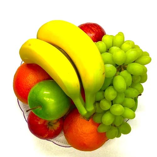 Mixed fruits from 4 fruits, the size of 3 kg, a plastic plate - PLS03