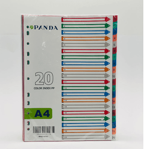 Panda Dividers Colored Pp A4 1-20 W/Print