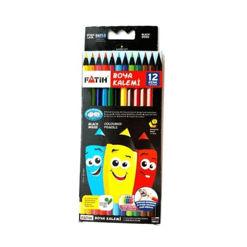 Fatih Clrd Pencils Black Wood 12Clrs 33412