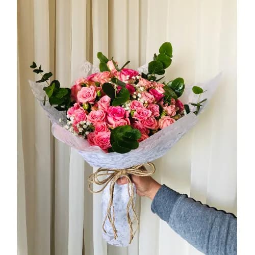 Bouquet of baby rose and eucalyptus