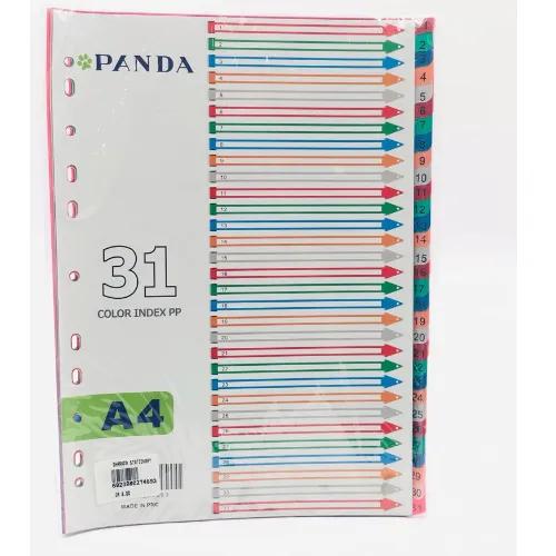 Panda Dividers Colored Pp A4 1-31 W/Print