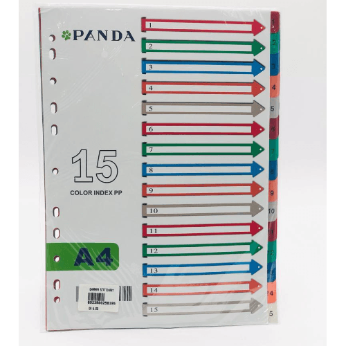 Panda Dividers Colored Pp A4 1-15 W/Print