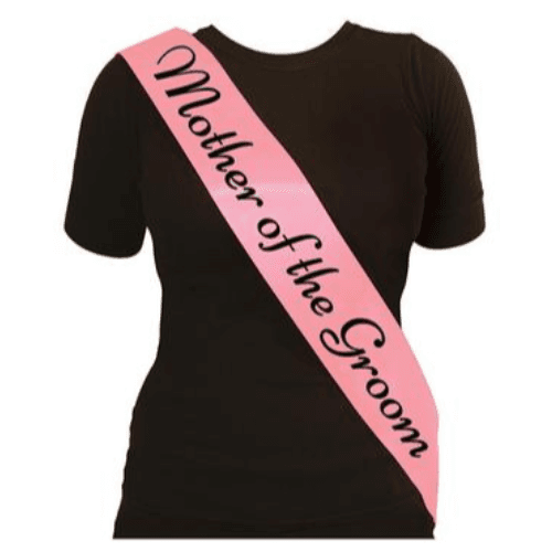 Mother Of The Groom Sash Black Text - Pink