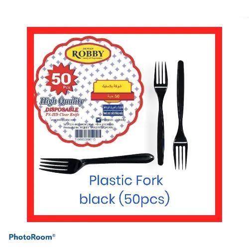 Plastic Fork Hd Black - 50 Pcs