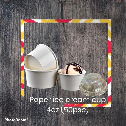 Ice Cream Cup 4 Oz With Lid - 50 Pcs