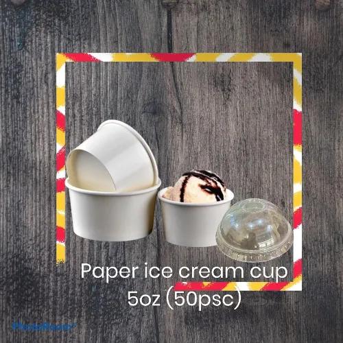 Ice Cream Cup 5 Oz With Lid - 50 Pcs