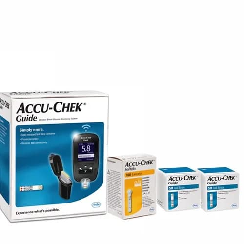 مجموعة نظام مراقبة غلوكوز الدم اللاسلكي Accu-Chek Guide