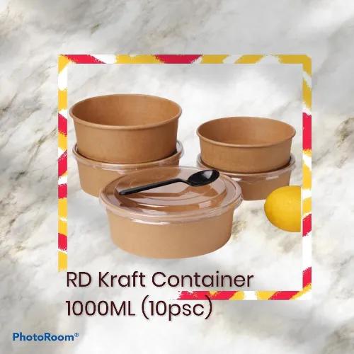 Round Kraft Container 1000 Ml - 10 Pcs