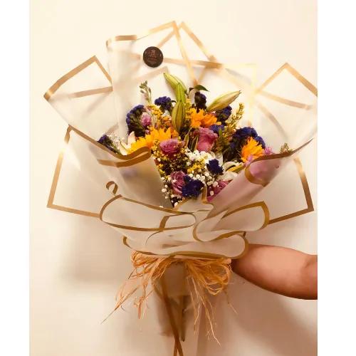 Mix flower bouquet with cover white