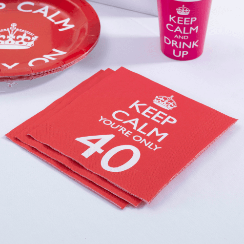 Keep Calm  - Paper Napkins - 40th - Red