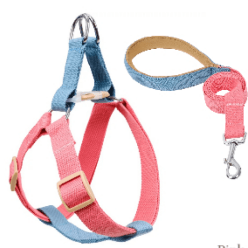 Large pink/blueHarness + leash