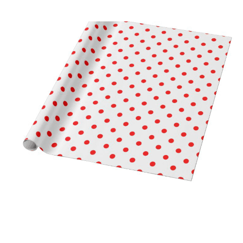 Red Polka Dots In White Wrapping Paper