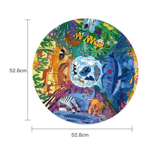 150P Round Puzzle -Animals Around The World