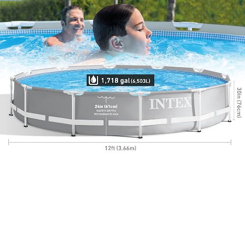 Intex 12ft (3.7m) Round Prism Frame Pool with Filter Pump