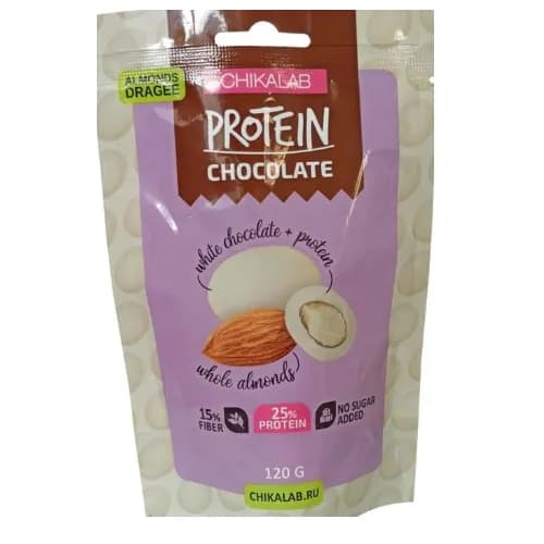 Chikalap Protein Dragee White Choc Almond120G