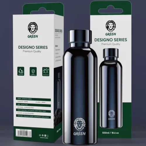 Flask Designo Series From Green, Made Of Stainless Steel, Keeps Cold And Hot Water 12 Hours And More, 550Ml, Black Color - 5455