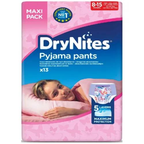 Drynites Pyjama Pants Age 8-15 Years - Girl (27-57Kg) 13 /Pack