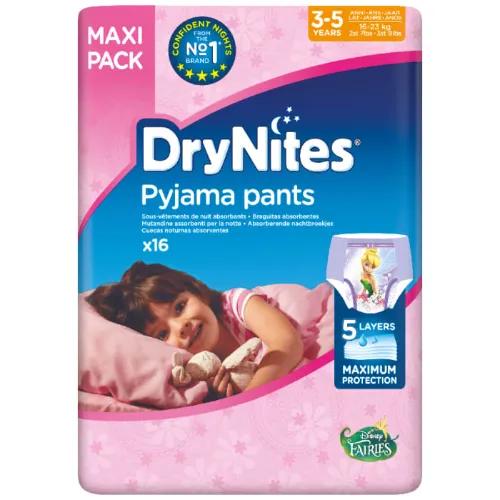 Drynites Pyjama Pants Diapers For Girls (3-5 Years & 16-23Kg) 16 /Pack