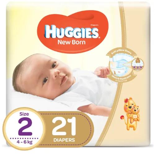 Huggies New Born Diapers - Size 2 (4-6Kg) 64 /Pack