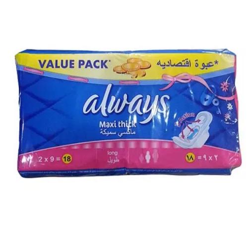 Always Maxi No Stain Long Pads Value Pack 18 /Pack