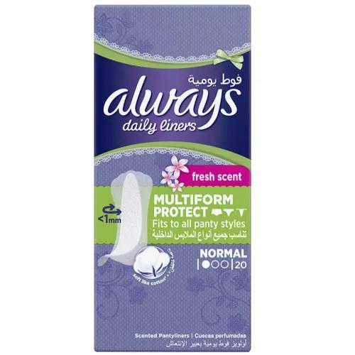 Always Multiform Protect Daily Normal Pantyliners Fresh Scent 20 /Pack