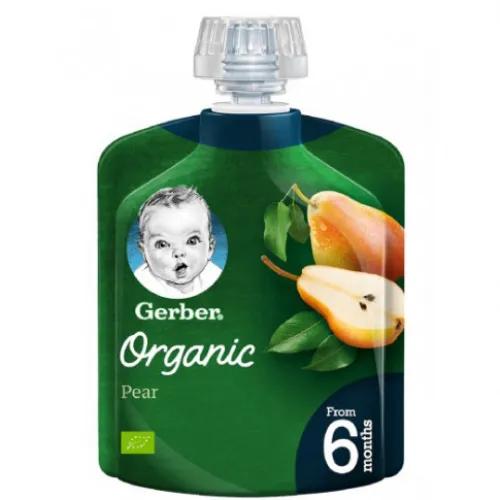 Gerber Organic Baby Puree Pear Flavor (6+ Months) - Gluten Free, Sugar Free, Preservatives Free, Artificial Color Free 90G