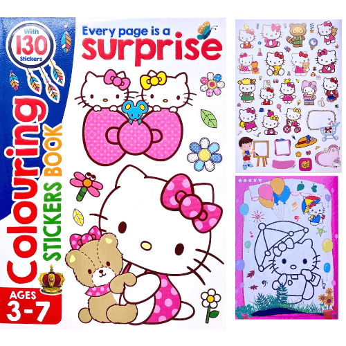 Coloring book,130 stickers and activities for kids every page is a surprise hello kitty - 6256