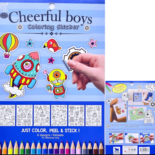 Book Of Coloring Stickers Cheerful Boys - 6200