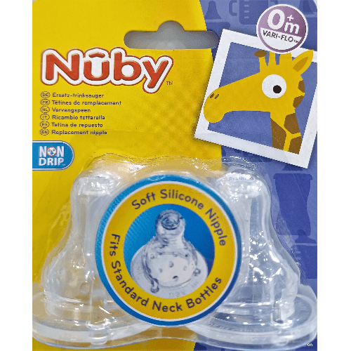 Nuby Nipples Non Drip  Standard Neck 0+M 2 Pieces