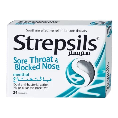 Strepsils Menthol For Sore Throat &Blocked Nose 24 Pieces