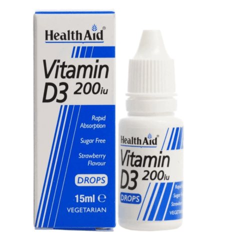 Health Aid Vitamin D3 200Iu Drops With Strawberry Flavour 15 Ml