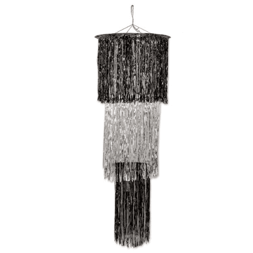 3-Tier Shimmering Chandelier - Black and Silver