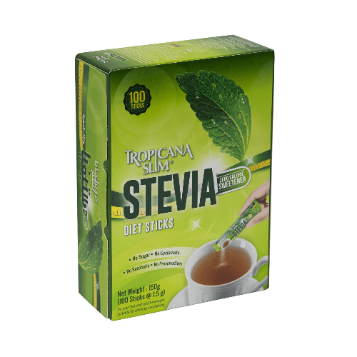 Tropicana Slim Stevia Zero Calorie Sweetener Diet Sticks 100 Sticks 150 Gm (Sugar Free)