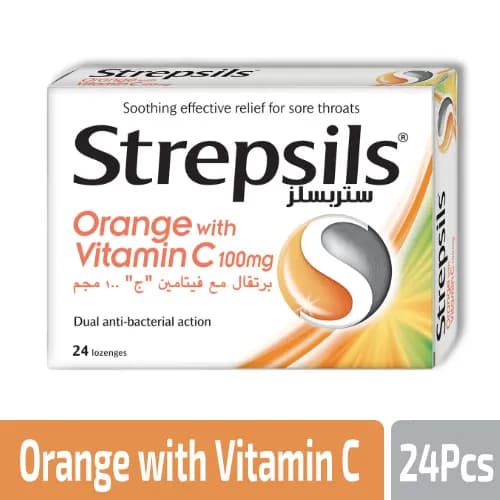 Strepsils Orange With Vitamin C 24 Pieces