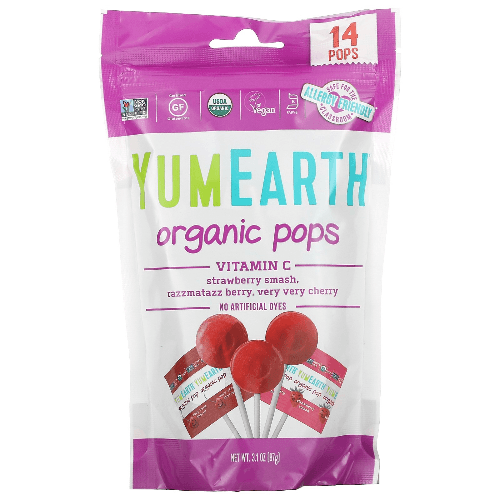 Yumearth Organic Pops With Vitamin C Strawberry 7gm