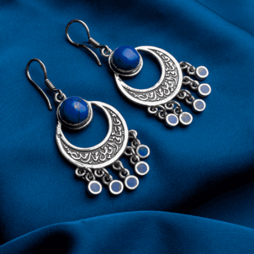 Earring of hope with dark blue stones- 4157