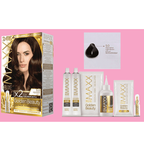 Maxx Deluxe 24K Gold Hair Dye - Light Brown (5.0)