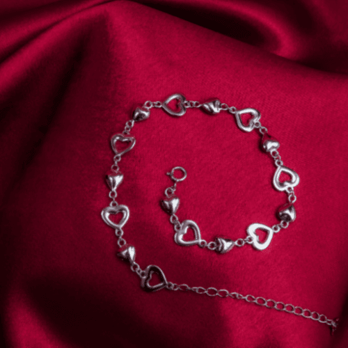 Silver Bracelet -  Hollow hearts- 3120