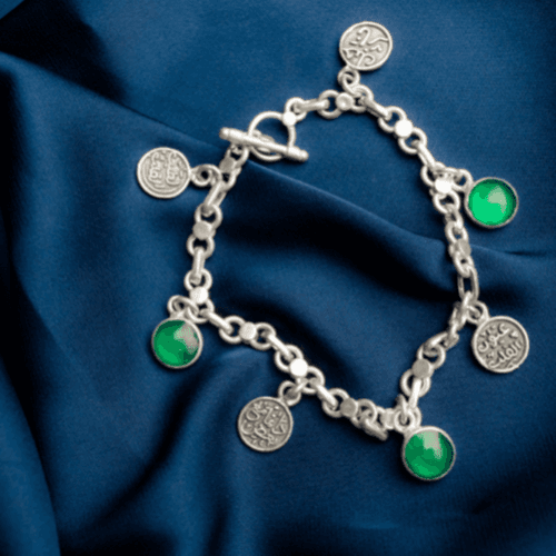 Adoring Bracelet with Green Pendants- 1214