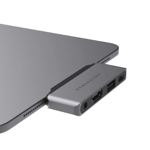 Powerology 4-in-1 USB-C Hub with HDMI, USB, and AUX Port