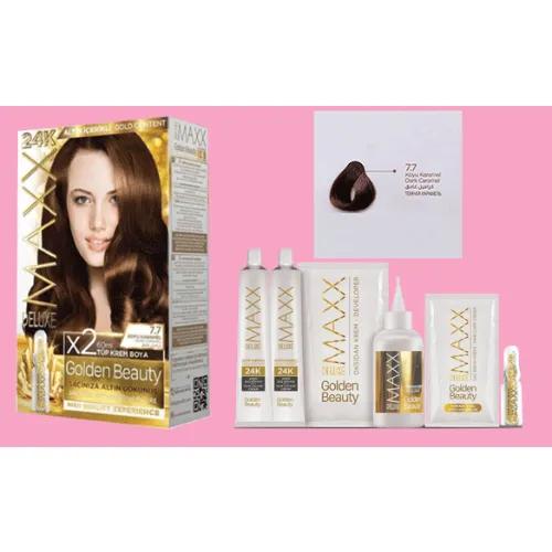 Maxx Deluxe 24K Gold Hair Dye - Dark Caramel (7.7)